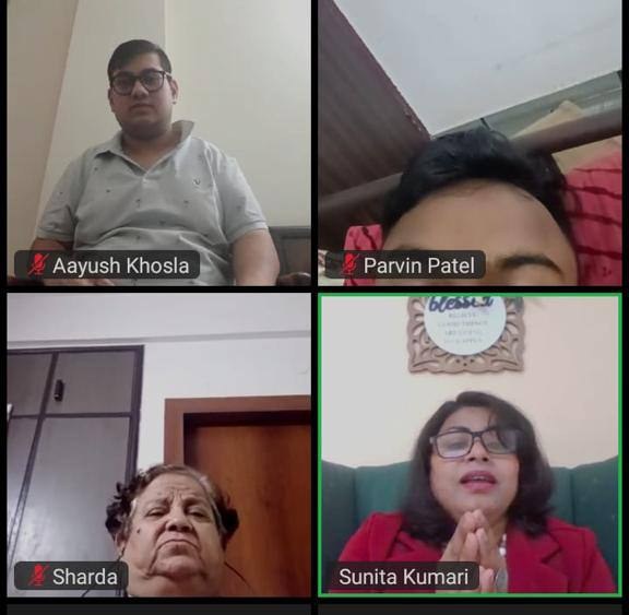 Participants on screen during an online group session